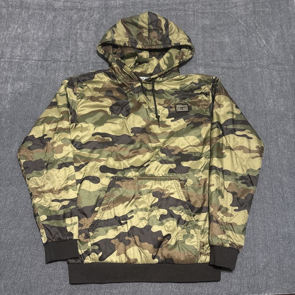 Black Rifle Coffee Company Pullover Jacket Mens Small Camo Puffer Hooded